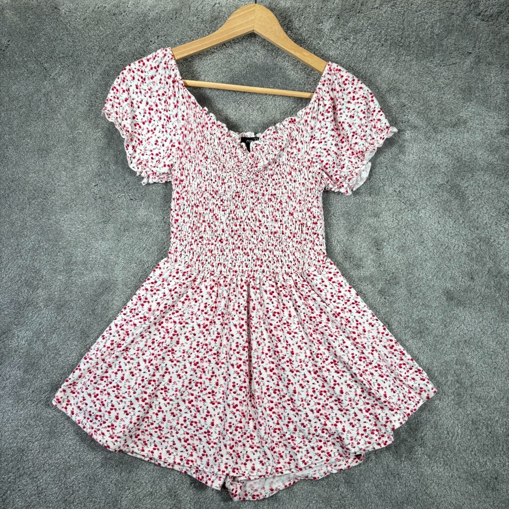 Rue21 Romper Womens S White Disty Floral Smocked Puff Sleeve‎ Cottagecore Y2K